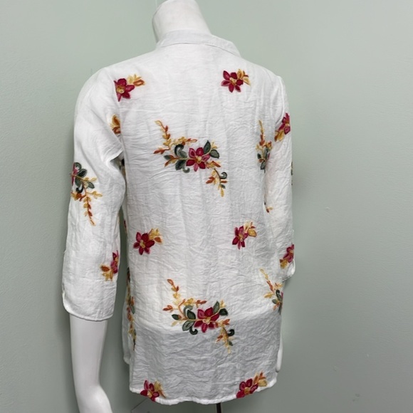 Kindred boho white button down embroidered blouse small - Picture 6 of 7